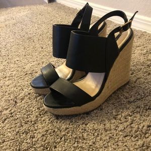Women’s Wedge Sandals with Black Leather Straps